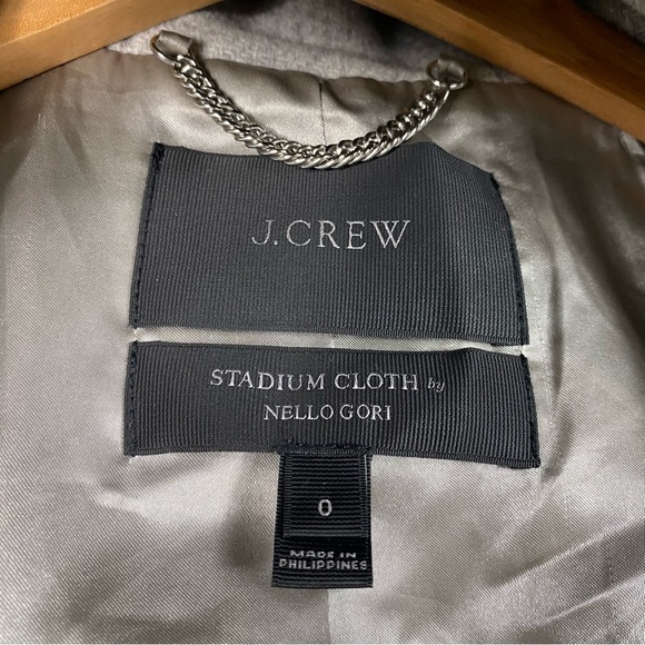 J. Crew Chateau Parka Italian Wool Stadium Cloth Coat B3901 Gray Nello Gori Sz 0 - Picture 8 of 9